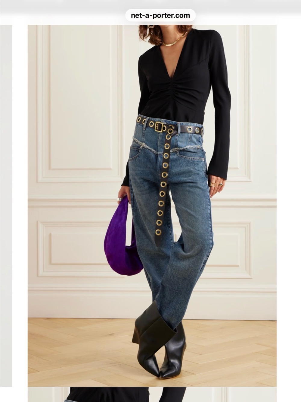 Isabel Marant Noemie frayed Two-Tone Blue jeans